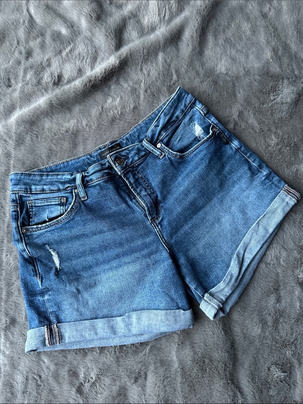 Silver Jeans Medium Blue Rolled Cuff Denim Shorts
